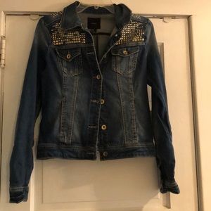Gold studded dark denim jacket